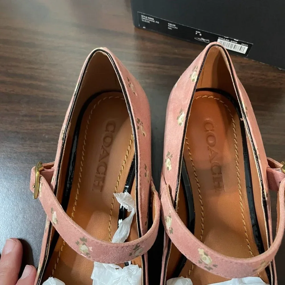NWT Coach Mary Jane Prairie Print Suede Size 7 - Picture 7 of 8